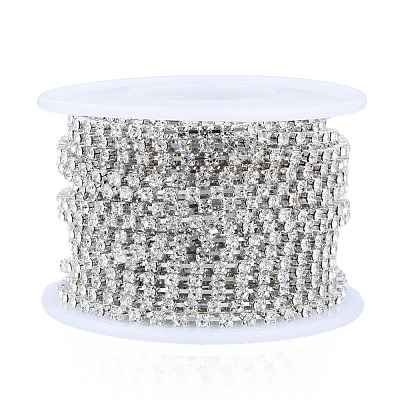Silver Plated Brass Rhinestone Strass Chains CHC-N020-12A-03-1