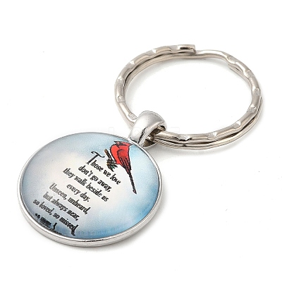 Half Round/Dome Alloy & Glass Pendant Keychain KEYC-D020-02P-04-1