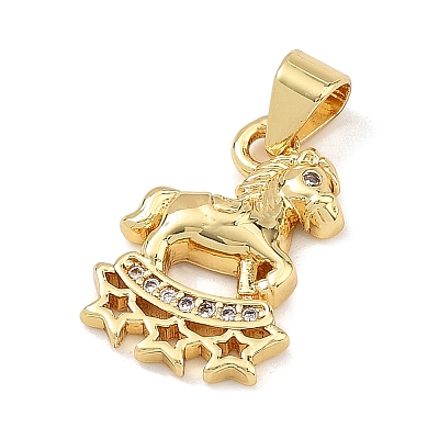 Brass Micro Pave Clear Cubic Zirconia Pendants KK-C265-01D-G-1