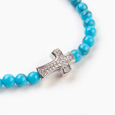 Synthetic Turquoise(Dyed) Beads Stretch Bracelets BJEW-JB03823-05-1