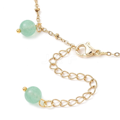 Dyed Natural Malaysia Jade Round Beaded Flower Tassel Ankelets AJEW-AN00706-01-1