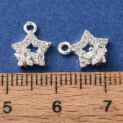 Brass Micro Pave Clear Cubic Zirconia Charms CU-CBAEC99-23S-1