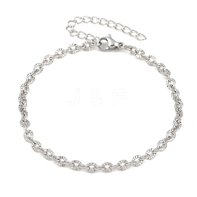 201 Stainless Steel Oval Link Chain Bracelets for Women BJEW-G767-01F-P-1