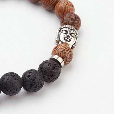 Wood Beaded Stretch Bracelets X-BJEW-JB03049-01-1