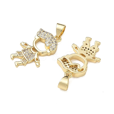 Brass Micro Pave Clear Cubic Zirconia Pendants CU-CBA9AFC-01G-11-1