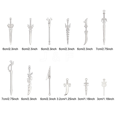 24Pcs 12 Style Rack Plating Alloy Pendants PALLOY-OC0002-97-1