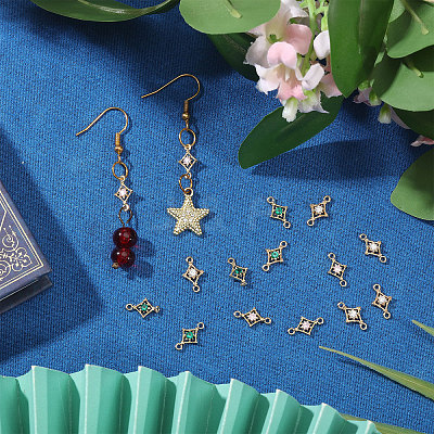 15Pcs 3 Colors Brass Pave Cubic Zirconia Connector Charms KK-CA0003-86-1