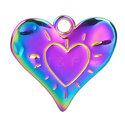 304 Stainless Steel Heart Pendants FIND-PW0011-042MC-1