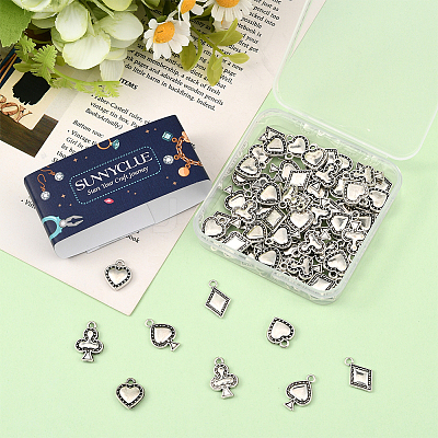 72Pcs 4 Styles Tibetan Style Alloy Pendants FIND-SC0019-40AS-1