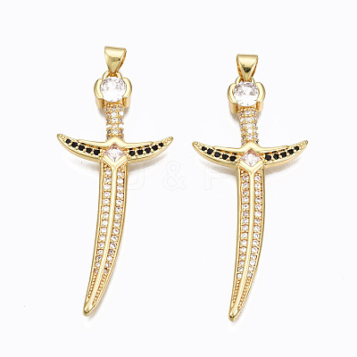 Brass Micro Pave Clear Cubic clear Zirconia Pendants ZIRC-N039-155-NF-1