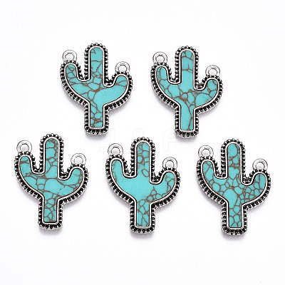 Alloy Pendants with Synthetic Turquoise PALLOY-TADZ0001-02AS-1