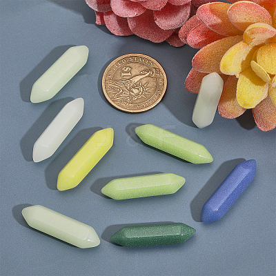 20Pcs 10 Colors  Synthetic Luminous Stone Double Terminated Points FIND-CA0007-91-1