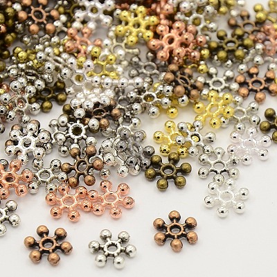 Mixed Tibetan Style Alloy Snowflake Spacer Beads TIBEB-X0009-1