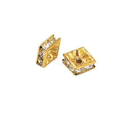 Brass Rhinestone Spacer Beads RSB074NF-01G-1