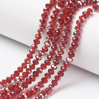 Electroplate Transparent Glass Beads Strands EGLA-A034-T6mm-E18-1