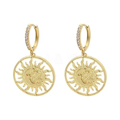 Sun Brass Hoop Earrings EJEW-H180-30B-G-1