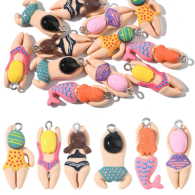 12Pcs 6 Styles Plastic Pendants KY-YW0002-21-1
