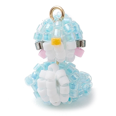 Seed Beads Beaded Charms PALLOY-MZ00318-02-1