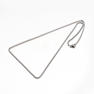 Tarnish Resistant 304 Stainless Steel Box Chain Necklaces NJEW-E026-11P-1