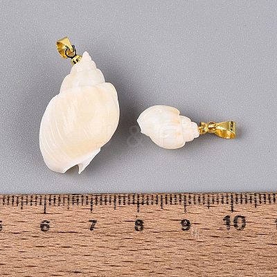 Brass & Natural Spiral Shell Pendants SHEL-Q029-13KCG-1