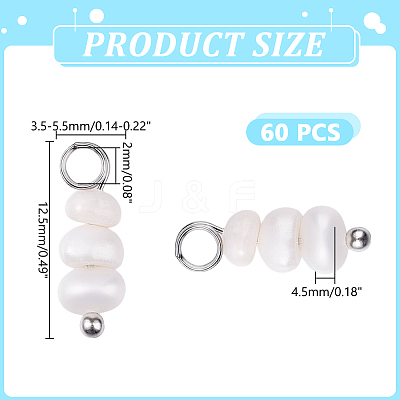 60Pcs Natural Cultured Freshwater Pearl Potato Beaded Charms FIND-HY0005-26-1