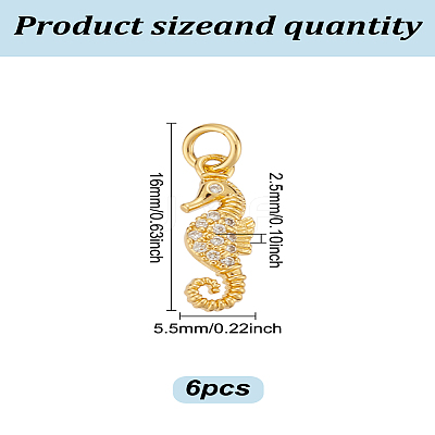 6Pcs Brass Micro Pave Cubic Zirconia Pendants KK-LP0001-41-1