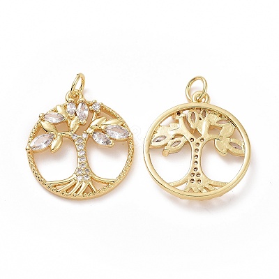 Brass Cubic Zirconia Pendants ZIRC-I062-15G-1
