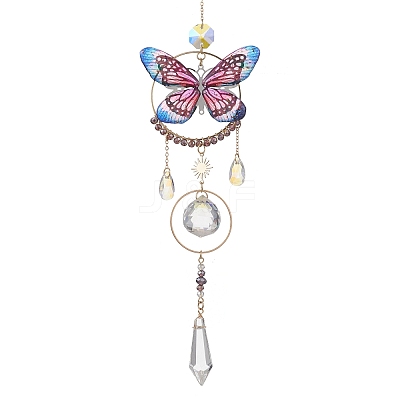 Stainless Steel Resin Butterfly Suncatcher HJEW-TA00451-01-1