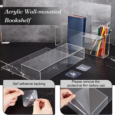 Acrylic Wall-mounted Bookshelf AJEW-WH0010-30-1