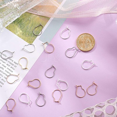 100Pcs 4 Colors 304 Stainless Steel Hoop Earrings Findings STAS-SC0005-24-1