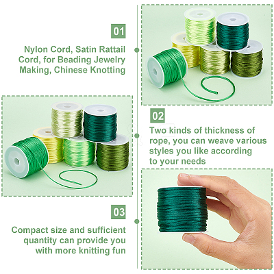 12 Rolls 12 Styles Nylon Satin Rattail Cords NWIR-HY0001-02A-1