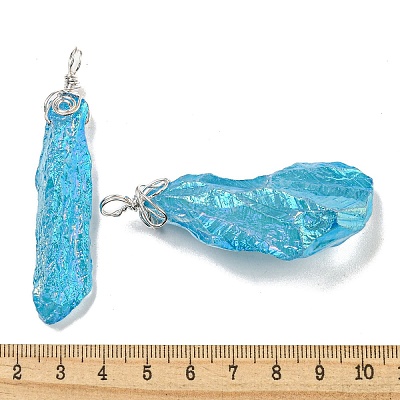 Electroplated Raw Rough Natural Quartz Crystal Big Pendants G-A229-02P-09-1