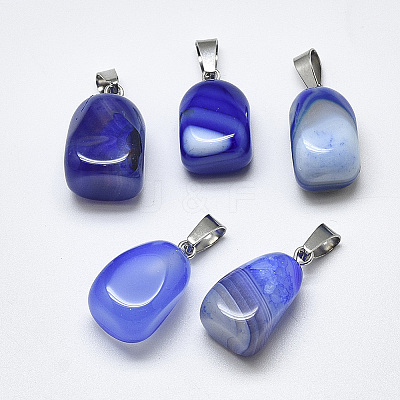 Natural Banded Agate/Striped Agate Pendants G-T122-20I-1