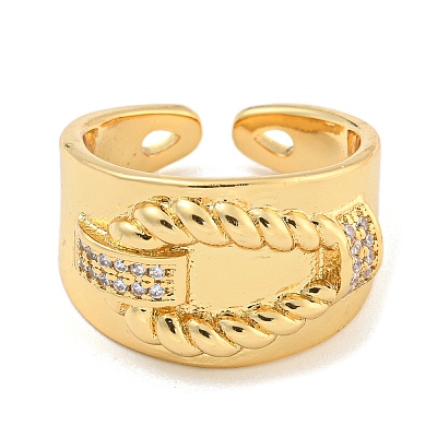 Cubic Zirconia Open Cuff Ring RJEW-L121-030G-1
