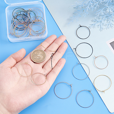 40Pcs 10 Style 316 Surgical Stainless Steel Hoop Earrings Findings STAS-UN0039-39-1