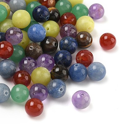 100Pcs 7 Styles Natural Mixed Gemstone Beads G-FS0005-51-1