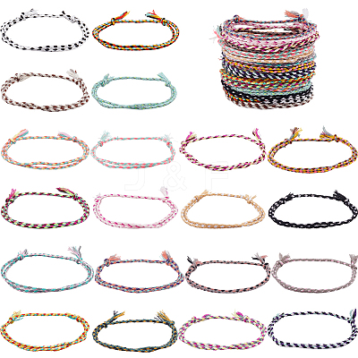 40Pcs 20 Colors Adjustable Cotton Cord Bracelets Braided for Men Women BJEW-DC0001-26-1