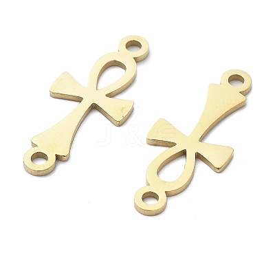 304 Stainless Steel Religion Ankh Cross Links Connector Charms STAS-S153-01G-1