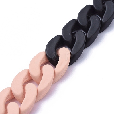 Handmade Opaque Spray Painted Acrylic Curb Chains AJEW-JB00620-01-1