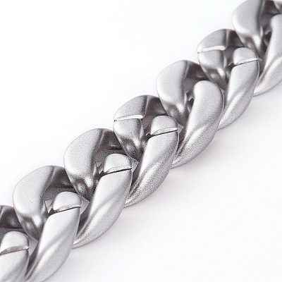 Handmade Spray Painted Acrylic Curb Chains AJEW-JB00894-01-1