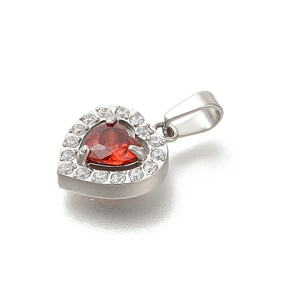 304 Stainless Steel Micro Pave Cubic Zirconia Pendants STAS-H228-03P-08-1