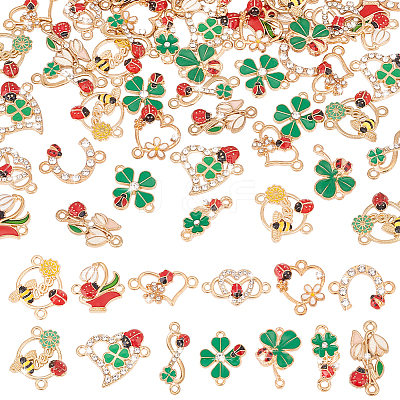 52Pcs 13 Styles Alloy Enamel Connector Charms FIND-PH0021-34-1
