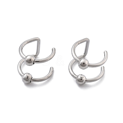 304 Stainless Steel 2 Line Round Clip on Nose Rings AJEW-A062-02P-1