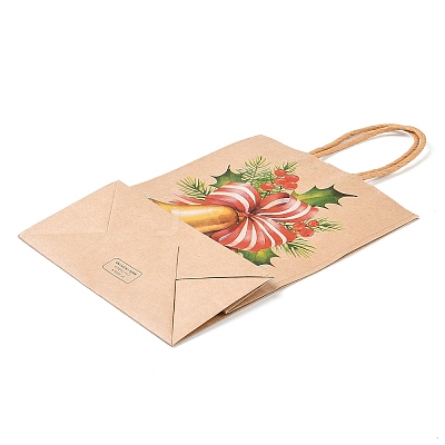 Christmas Theme Printed Kraft Paper Bags with Handles ABAG-M008-08C-1