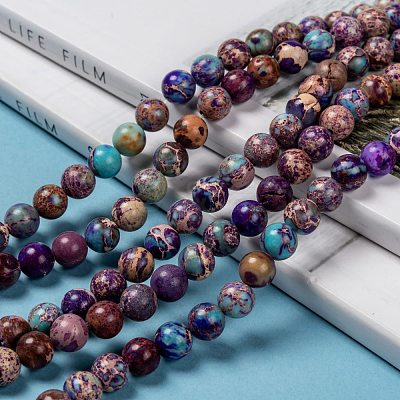 Natural Imperial Jasper Beads Strands X-G-I122-8mm-15-1