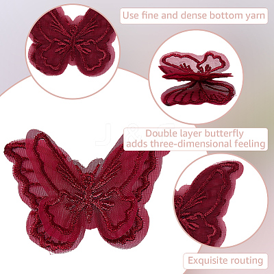 40Pcs 8 Colors Polyester Butterfly DIY-SP0006-27-1