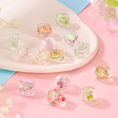14Pcs 7 Colors Handmade Foil Lampwork Beads FOIL-TA0001-06-1