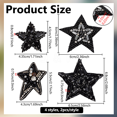 8Pcs 4 Styles Star Cloth Sew on Patches DIY-FG0010-23-1