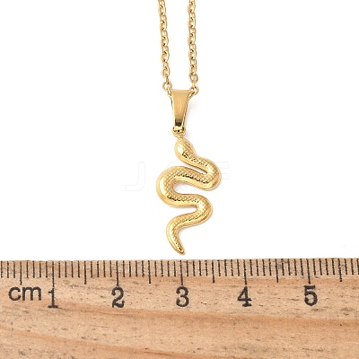 304 Stainless Steel Snake Pendant Necklaces for Women Men LS-NJEW-Z063-03G-02-1