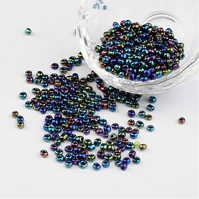 8/0 Electroplated Iris Round Glass Seed Beads X-SEED-A009-3mm-605-1